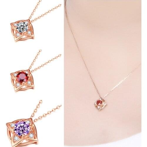 2021 Trendy Silver Plated Necklace For Women Jewelry Charms Zircon Red Star Pendant Lady Choker Accessories Chain On Neck Girls