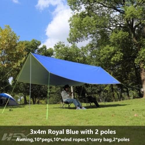 3x4M Outdoor Thickened Tear-Proof 400D Oxford Silver Coated Beach Canopy Oversized Rainproof Sunscreen Camping Awning