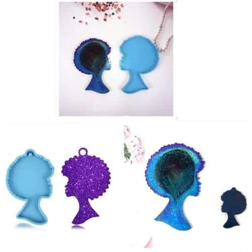DIY Crafts Pendant Making Tool Super Glossy Woman Head Epoxy Resin Mold Keychain Casting Silicone Mould