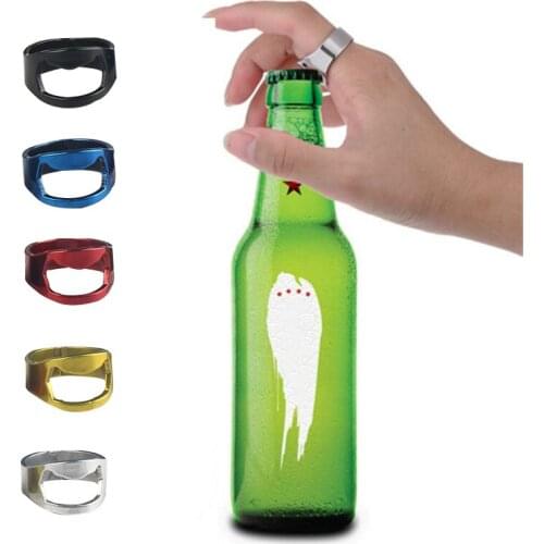 22mm Portable Mini Ring Beer Bottle Opener Stainless Steel Finger Ring-shape Bottle Beer Cap Opening Remover Kitchen Bar Tools