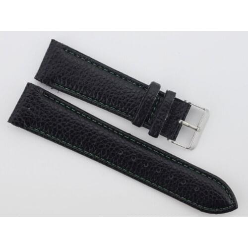 Watch Band 22mm Soft Sweatband PU Leather Watch Strap Steel Buckle Wrist Black colors WatchBand