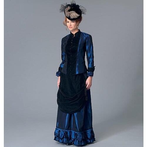 Blue Gothic Steampunk Victorian dress ball gown Top and Drape-Front Skirt Victorian costume dress for ladies women custom made