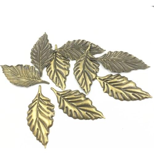 10Pcs Embellishments Metal Connectors Antique Bronze Tone Leaf Leaves Stamping Cameos Decoration Scrapbook DIY Findings 54mm