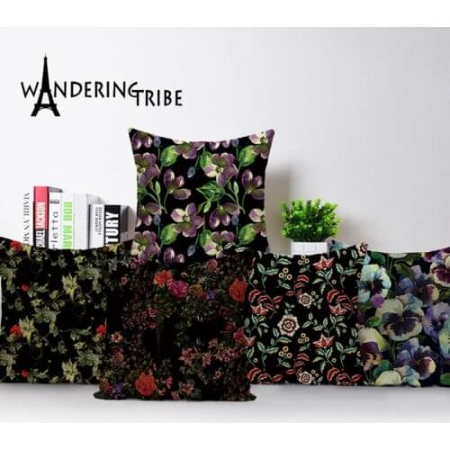 Vintage Decorative Cushion Cover Flower Floral Living Room Cushions Home Decor Pillow Cover Custom Linen Pillowcase 45*45