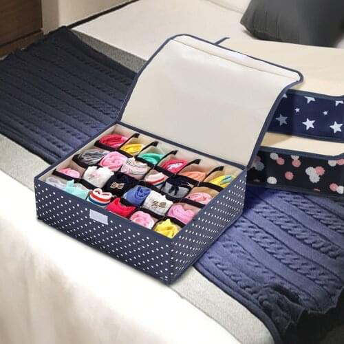 Underwear storage box Oxford cloth underwear sock partition finishing dustproof box foldable washable tie storage box with cover