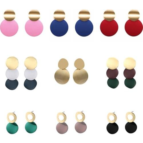 Geometric Statement Drop Earring Earrings Gold Round Circle Hanging Earrings for Women Punk Metal Earring 2021 trend ear Jewelry