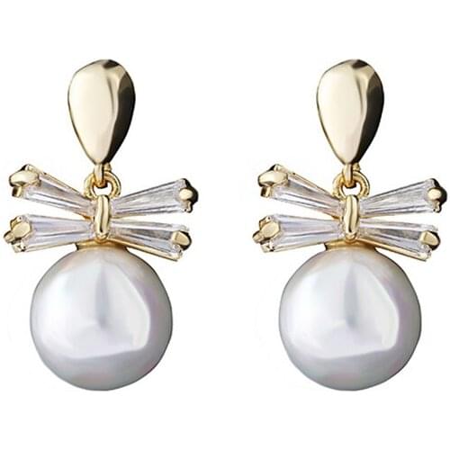Pearl Cubic Zirconia Earrings For Women Jewelry Gift Cute Butterfly Shape AAA CZ Female Earring Anti - allergic Classic