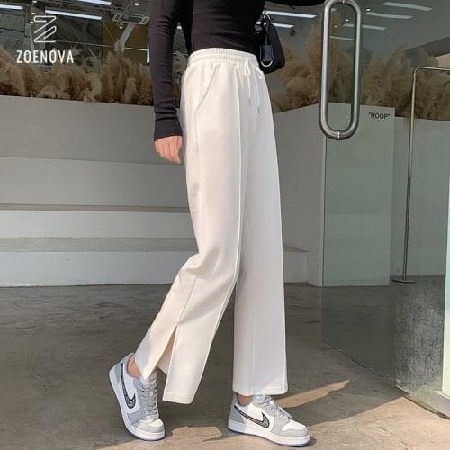 2021 Summer New Jogging Pants Women Loose Wide Leg Fashion Casual Cotton Trousers Elastic Waist Running Or Office Sweatpants