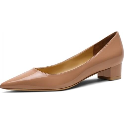 2021 New Black Nude Patent Sheepskin Leather Square High Heel Women Shoes Design Temperament Female 3cm Med Heels Pumps M0086