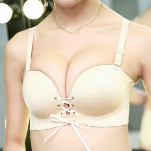 Sexy Seamless Bra Gather Adjustable Women Bra Padded Push Up Bras Add Two Cups Brassiere Unlined Seamless Bra for Women A B Cups