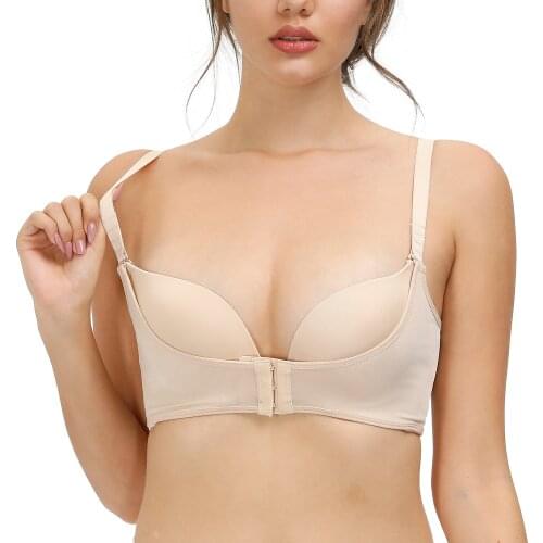 Ladies Bra Front Closure Push Up Plunge Thin Padded Strength Adjusted Wire Sexy Bras For Women Lingerie