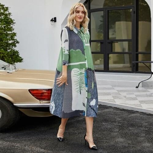 2020 autumn winter plus size women vintage denim dress button oversized long Designer dress indie aesthetic pleated clothes 5449