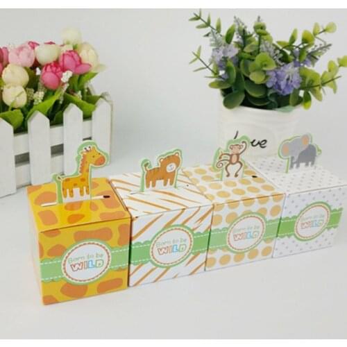 10pcs Jungle Party Decoration Lion Baby Shower Safari Animal Wild Candy Gift Box Birthday Party Decorations Kids Wedding Decor