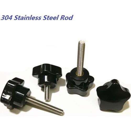 10PCS M4*10/15/20/25/30/35/40/45/50MM SUS304 Rod Male Thread 5 Star Shape Head 24mm Diameter Star Knob Grips Clamping Screw Knob