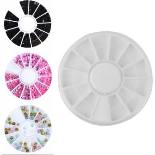 12 Grids Round Empty Nail Art Decor Container Mini Storage Box Manicure Case