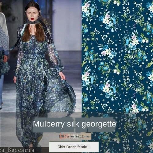 140cm * 100cm Thickness of 12 M / M 100 % Mulberry Silk Fabric Shirt Dress Silk Georgette Printed Fabric