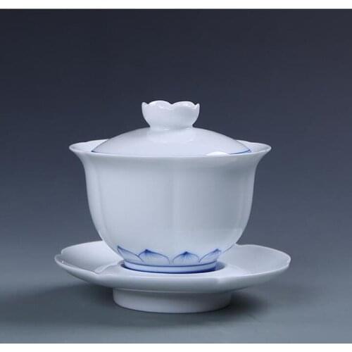 160ml Hand Painted Ceramic Gaiwan Orchid/Lotus Root Kung Fu Tea Sets High Quality Tea Tureen Coverbowl Cups Clay Sancai Tea Bowl
