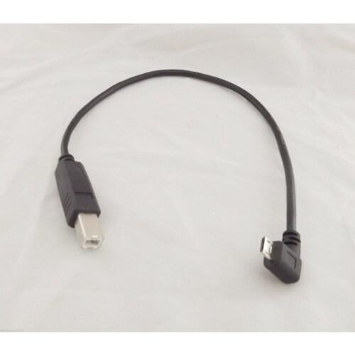 2pcs USB 2.0 B Male Plug To USB Micro 5 Pin Male Right Angled Adapter Cable 25cm