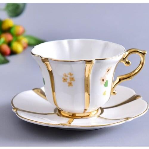 200ml White European Bone China Coffee Set Creative Simple Ceramic Porcelain Dish Afternoon Tea Milk Cup with Dish