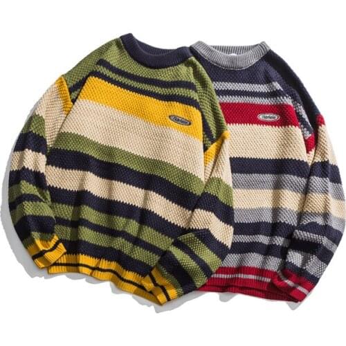 2020 new autumn / winter retro ins striped sweater mens and womens couple Hong Kong Style