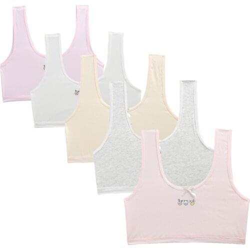5pcs/lot Topics For Girls Bras Cotton Childs Underwear Kids Breast Care Hipster Soft Sports Bra Teenage Girls Brassiere 8-16Ys