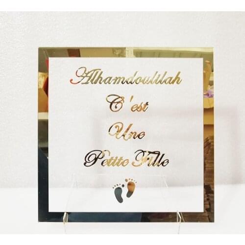 Custom Wedding Name Mirror Frame Acrylic Sticker Babyshower Word Sign Party Table Decor With Base Guests Favor Gift