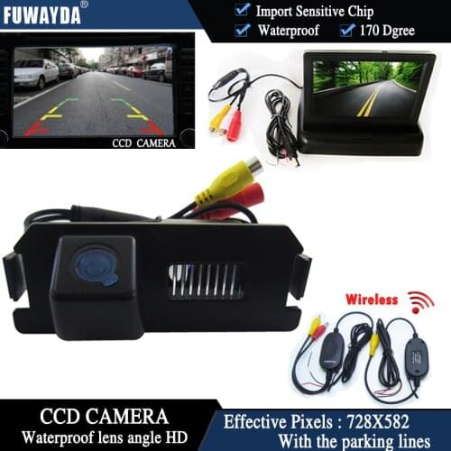 FUWAYDA Wireless CCD Chip Car Chip Rear View Camera for HYUNDAI I30 GENESIS COUPE Tiburon KIA SOUL+4.3Inch foldable LCD Monitor