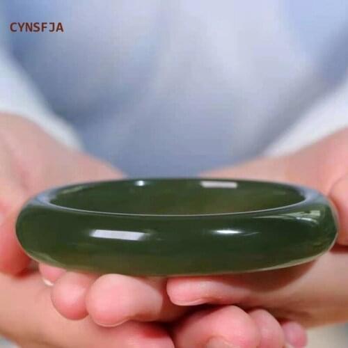 CYNSFJA New Real Rare Certified Natural Hetian Jade Bracelet Womens Amulet Nephrite Jade Bangle Green High Quality Elegant Gift