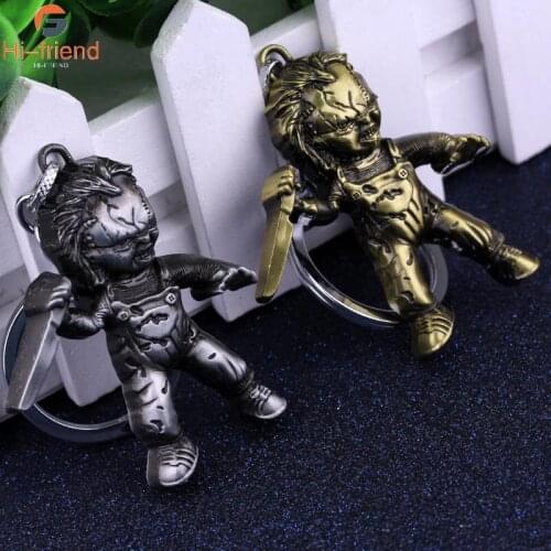 Horror Movie Seed Of Chucky Keychain Childs Play Hand Knife Chucky Figure Key Chain Keyring for Women Men Halloween Jewelry