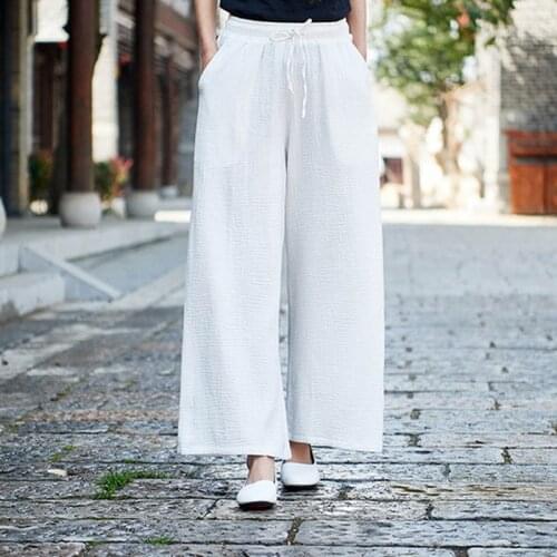 Plus size Autunm and Summer womens loose casual cotton linen pants plus size wide leg Trouser 5XL 6XL 7XL black white red pants