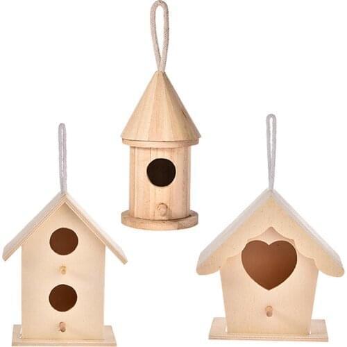 DIY Crafts Mini Wooden Bird House Nest Creative Wall-mounted Hanging Bird Nest Home Decoration Gardening Decoration Bird House