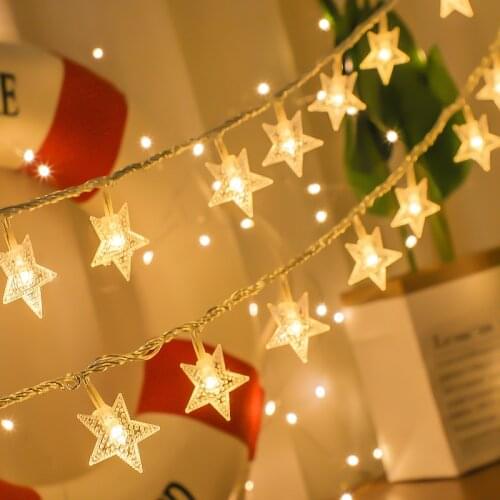 10/20/30 Leds Star Shaped Warm LED Fairy String Lights Battery Operated Birthday Christmas Party Wedding Decoration Fairy Lights