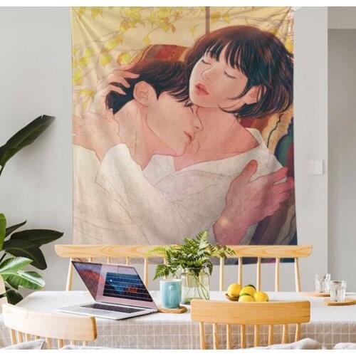 Couples pattern Tapestry Wall Hanging Dorm Decor Art Wall Tapestry Hippie Wall Carpet Psychedelic Tapestry 95x73cm