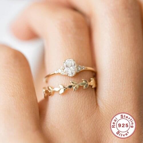 Aide Oval Clear Zircon CZ Finger Rings for Women Classic 925 Sterling Silver Wedding Engagement Ring For Women Gift Fine Jewelry