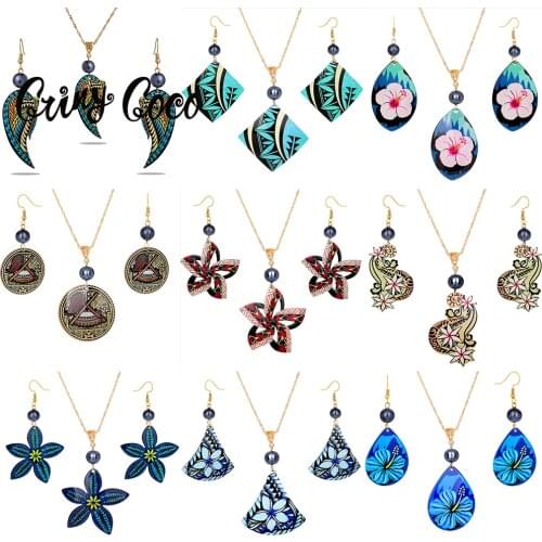 Cring Coco Hawaiian Polynesian Womens Jewelry Set New Designer Flower Nnecklaces Long Earrings Ncklace sets for Women 2020 Hot