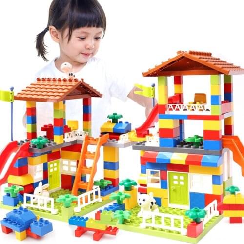 1set Castle Brick Toys For kids Blocks Compatible LegoINGlys Duploed City House Roof Big Particle Big Size Slide Building Blocks