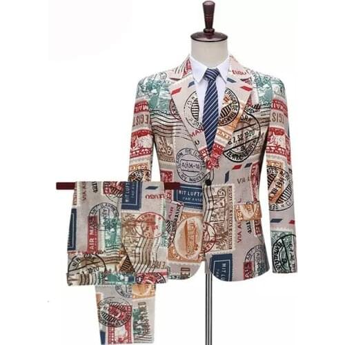 Mans Suits For Wedding Customize Made Blazer Party Suit Dinner Suit Groom Wear Best Man Wear 2Pieces Printed Suit(Jacket+Pants)