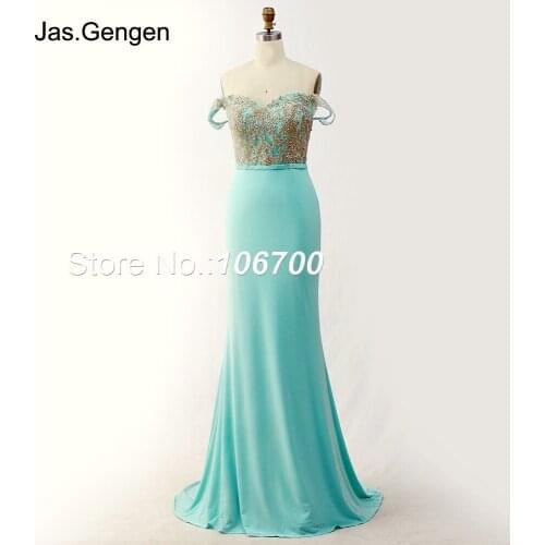 New Gold Emboridery Lace Bridesmaid Prom Dress Sweetheart Neckline Crystal Stone Mermaid Dress 825