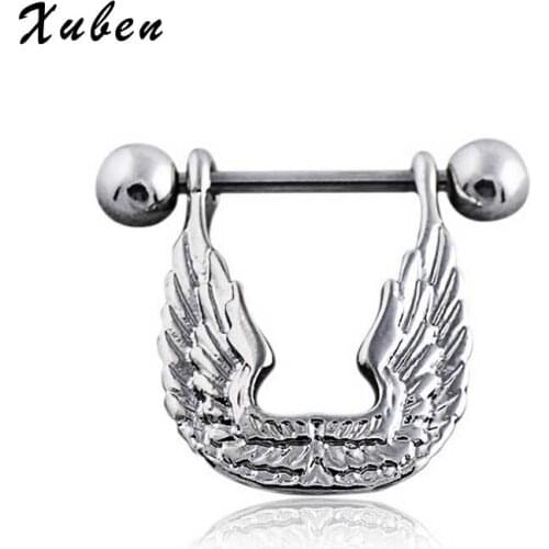 Trendy U Shape 2 PCS/LOT Hot Sale full crystal Angel Wings Body Piercing Ring Stainless Steel Nipple Barbell