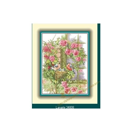 Cross stitch Handmade 14CT Counted Canvas DIY,Cross-stitch kits,Embroidery #34808_Rose Birds Nest 38-47