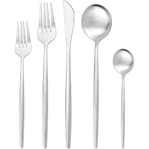 Silver Dinnerware Set 304 Stainless Steel Cutlery Set Knife Dessert Fork Teaspoon Tableware Set Kitchen Flatware Set Silverware