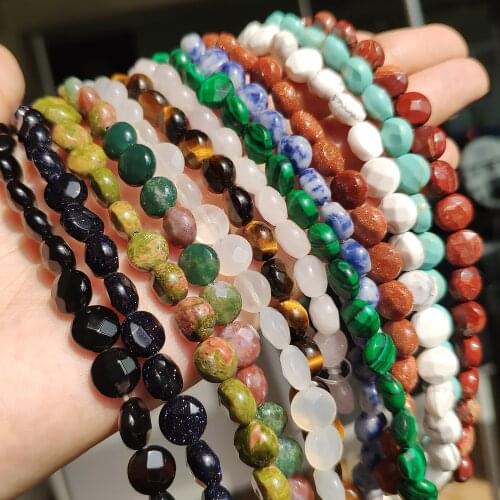 Natural Turquoises Quartz Agates 5x8mm Faceted Round Coin Stone Loose Beads For Jewelry Making DIY Female Bracelet Necklace