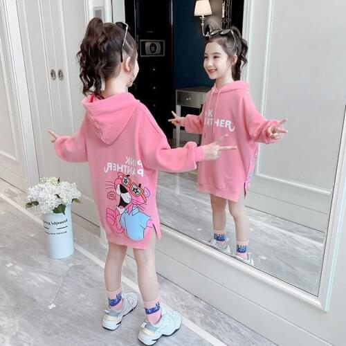 New Kids Girls Print Long Hoodies 2021 Spring New Children Fashion Tops 6 8 10 12 Years MD21A022