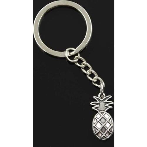 New Fashion Men 30mm Keychain DIY Metal Holder Chain Vintage Pineapple 24x12mm Bronze Pendant Gift