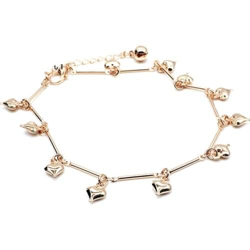 Wholesale Little Bell Anklet Bracelet Rose Gold Titanium Steel Women Girl Lover Barefoot Anklet Fashion Foot Chain Jewelry