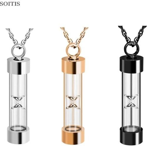 SOITIS Colorful Fashion Keepsake Hourglass Shape Pendant Necklace Perfume Bottle Urn Necklace Female Gift for Memory