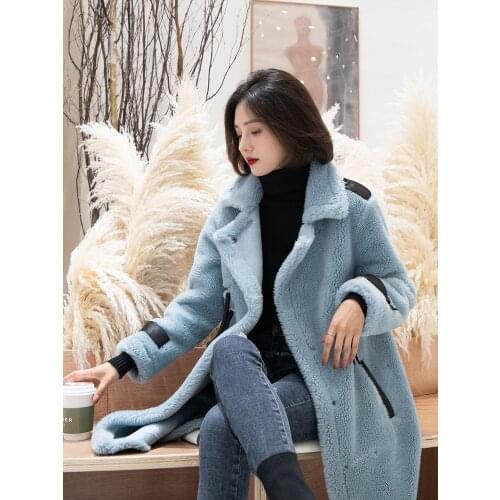 Real Fur Coat Female Sheep Shearling Fur Jacket Winter Coat Women Clothes 2020 Real Wool Coat Korean Long Jackets MY4593