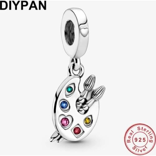 Fit Original Pandora Bracelet Charms 925 Sterling Silver Artists Palette Dangle Charm Pendant Jewelry Making Berloque