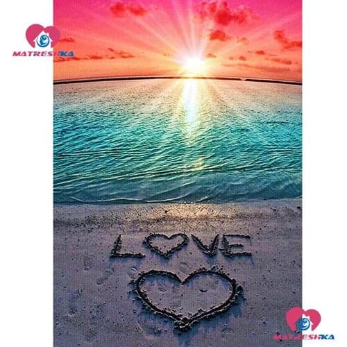 Full Drill 5D DIY Diamond Painting accessories Square/round"Sea Sunrise"Diamond embroidery sale accessories kits Mosaic sticker