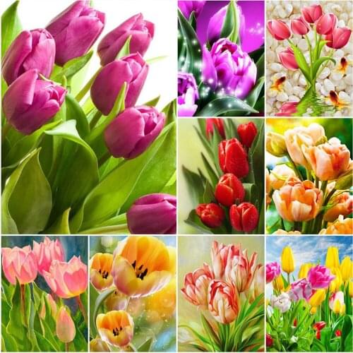 Full Square Round Diamond Painting Flower Lily 5D DIY Diamond Embroidery Scenery Mosaic Rhinestone Cross Stitch Home Decoration